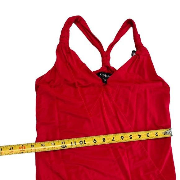 Bebe Red Halter V neck Bodysuit Top Size Small - Picture 10 of 17